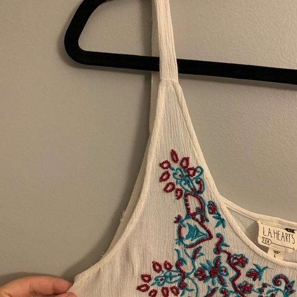 Beaded white bohemian tank top - Picture 4 of 6